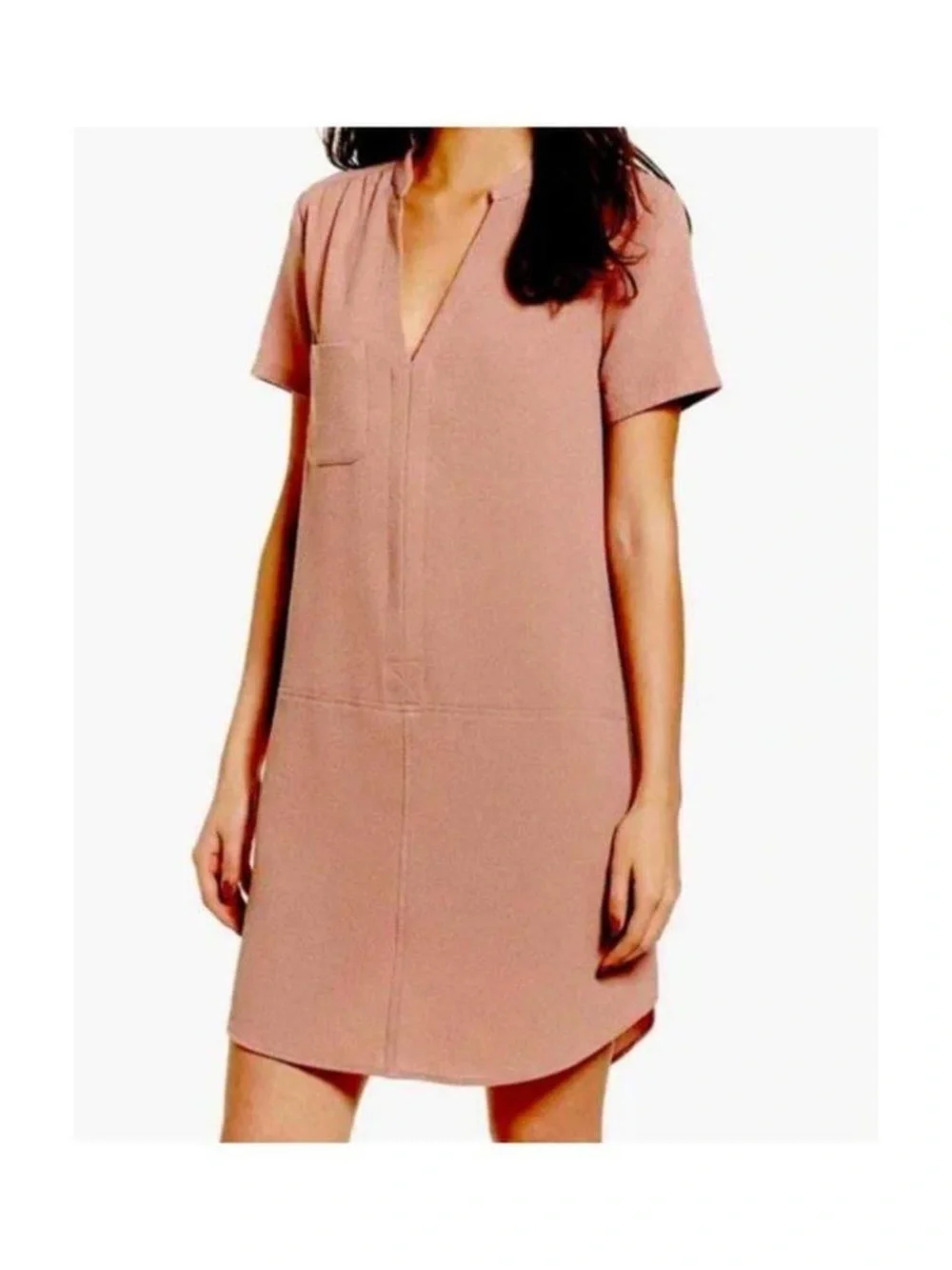 Lush Brand Short Sleeve V-Neck Textured Shift Dress (rack)